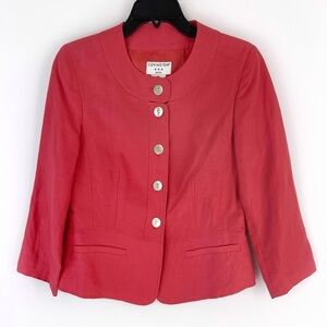 Covington Coral Linen Rayon 2000s Lightweight Jacket